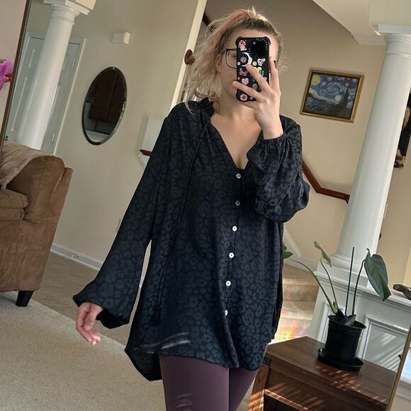 Show me your MuMu black leopard print elegant blouse/shirt/tunic dress - Picture 9 of 12